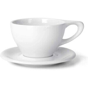USED TWO NotNeutral Lino Latte Cup & Saucer White‎ Porcelain 12oz Modern Coffee